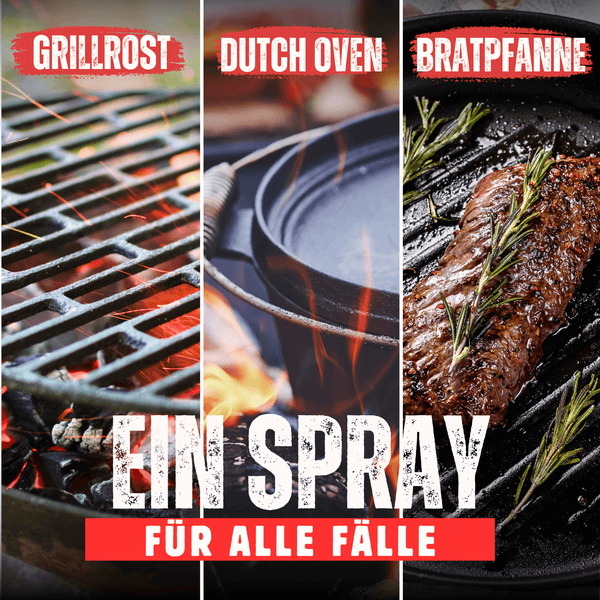 Grill & Gusseisen Pflegespray 400ml mit Antihaftfunktion ein Spray alle Grills