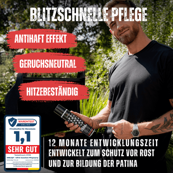 Grill & Gusseisen Pflegespray 400ml mit Antihaftfunktion für optimale Pflege und Rostschutz bei Grillgeräten.