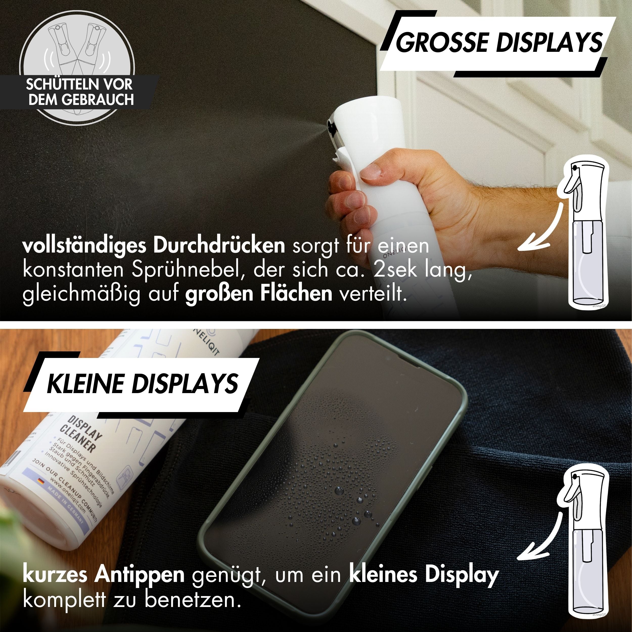 Bildschirmreiniger 300ml für das komfortable Reinigen von großen Displays