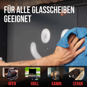 Kaminglasreiniger extra stark 300ml Aktivschaum bei der Reinigung von Glasoberflächen.