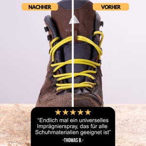 Vorher-Nachher Vergleich von Schuh Imprägnierspray 400ml für alle Materialien mit Kundenbewertung.