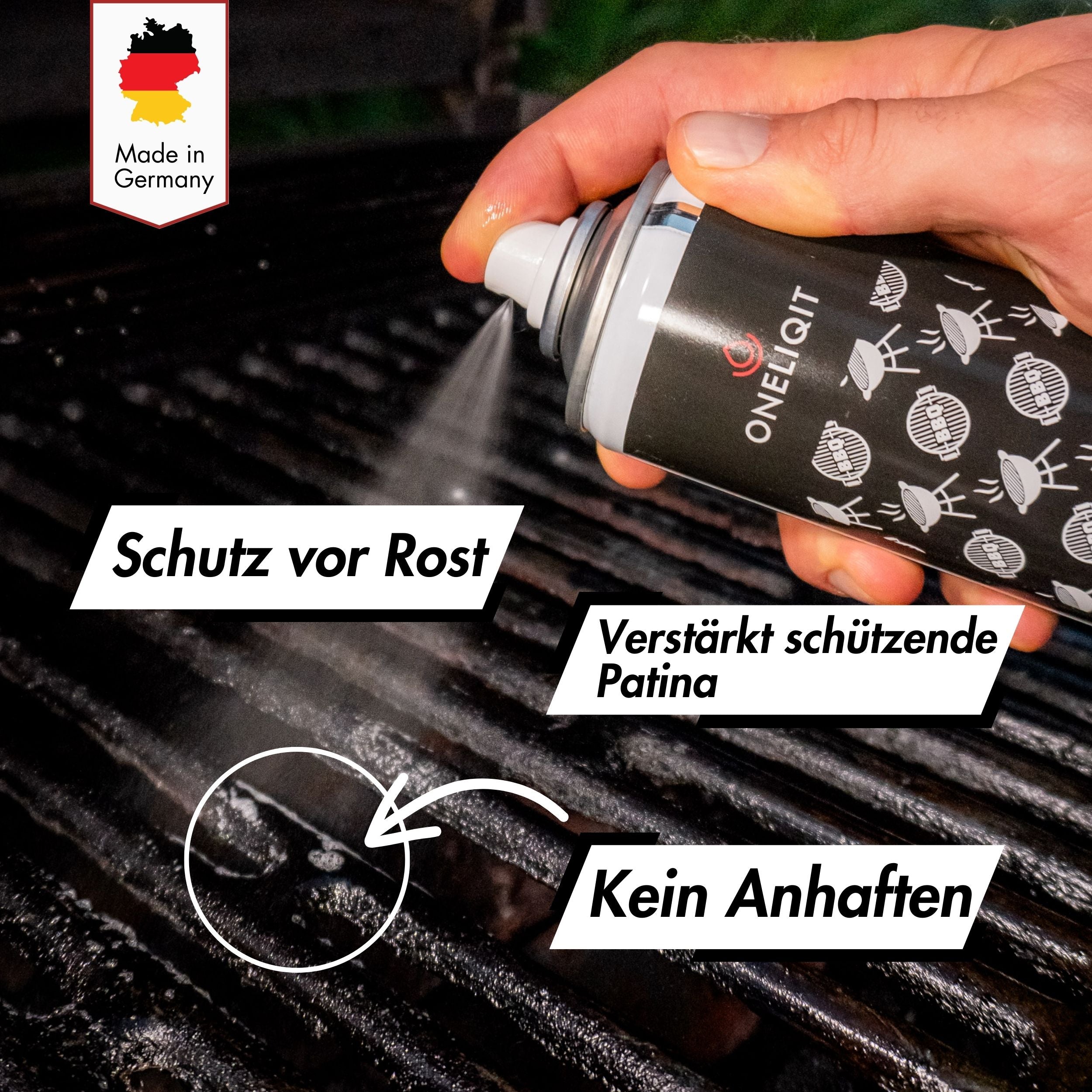 Grill & Gusseisen Pflegespray 400ml mit Antihaftfunktion für die einfache Pflege von Grillrost, Dutch Oven, Pfannen