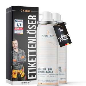 Etikettenlöser Etikettenentferner Spray Vorteilspack 2x 200ml mit Orangenöl zur einfachen Entfernung von Kleberesten