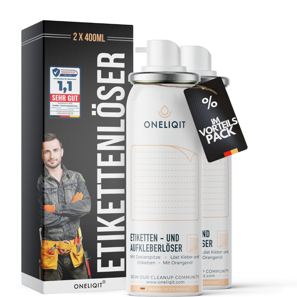 Etikettenlöser Etikettenentferner Spray Vorteilspack 2x 200ml mit Orangenöl zur einfachen Entfernung von Kleberesten