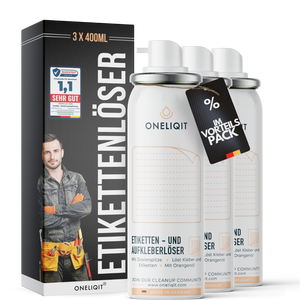 Etikettenlöser Etikettenentferner Spray Vorteilspack 3x 200ml mit Orangenöl zur einfachen Entfernung von Kleberesten