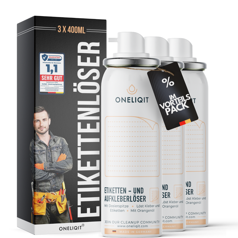 Etikettenlöser Etikettenentferner Spray Vorteilspack 3x 200ml mit Orangenöl zur einfachen Entfernung von Kleberesten